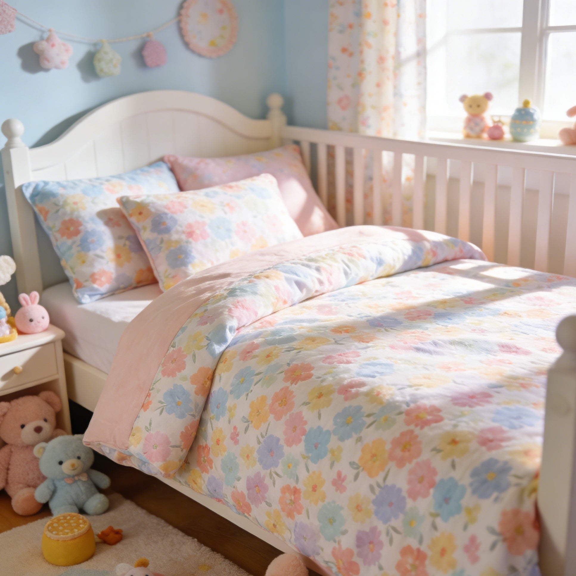 Pastel Floral Toddler Bedding Set