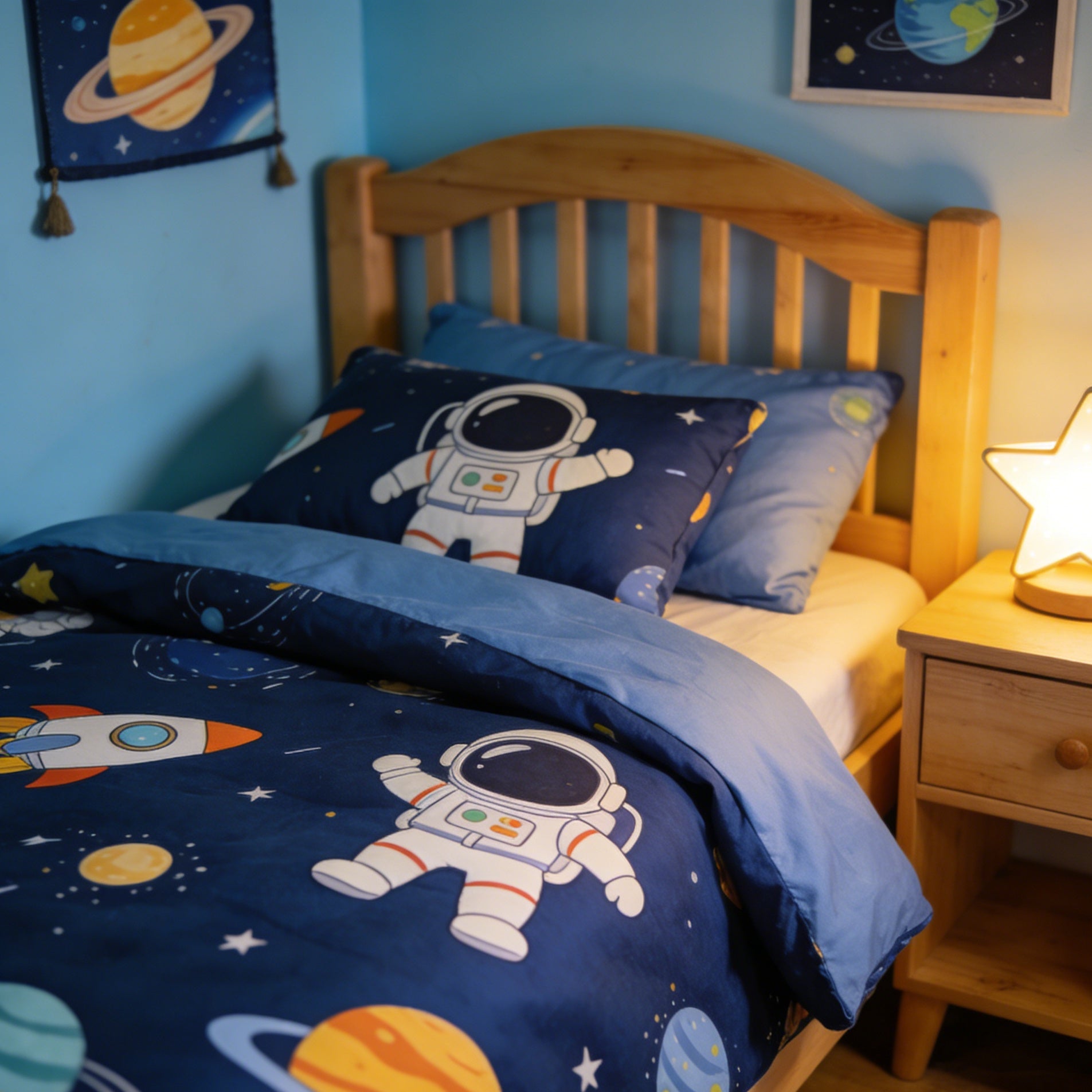Space Galaxy Glow-in-the-Dark Bedding Set